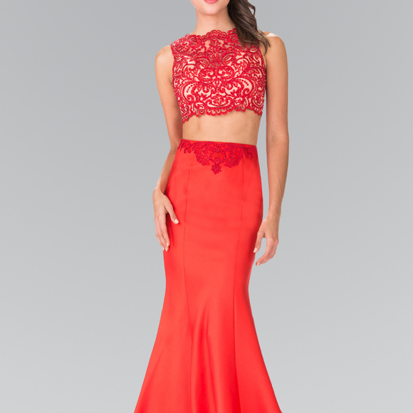 Two-Piece Prom Dress with Satin Skirt GL2281 - Picture 1 of 4